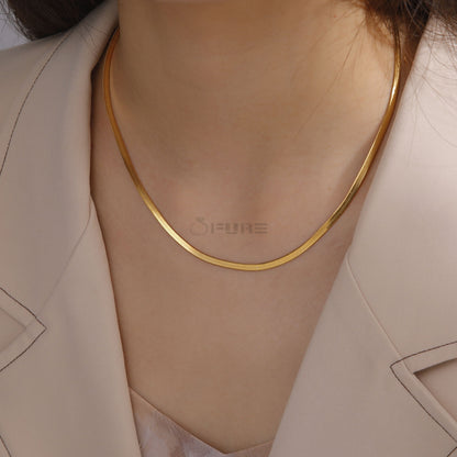 Premium Quality 18Ct Gold Plated 3MM Flat Snake Herringbone Chain Necklace 20"